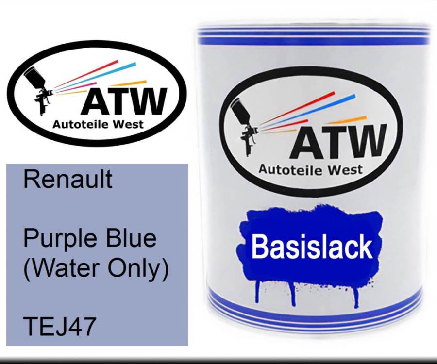 Renault, Purple Blue (Water Only), TEJ47: 1L Lackdose, von ATW Autoteile West.